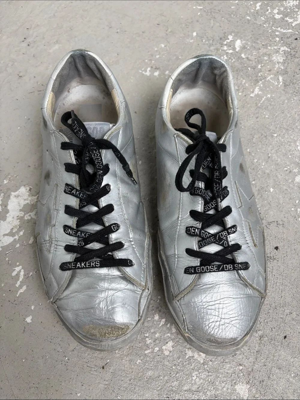 Distressed Ray golden goose silver sneakers